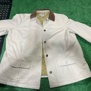 L.L. Bean Tan Jacket with Brown Trim